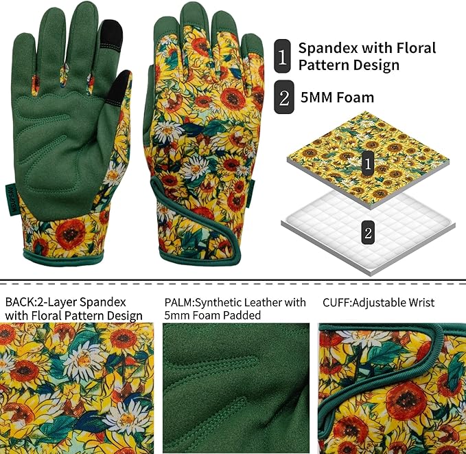 Thorn Proof&Puncture Resistant Gardening Gloves with Grip,Garden Gloves for Women, Leather Work Gloves,Gifts