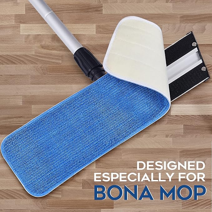 Matthew 18'' Microfiber Spray Mop Replacement Pads Heads for Wet Dry Reusable Mops Floor Home Commercial Cleaning Refills, Machine Washable Fits Compatible with Bona Mop&Most Spray Mops Blue (3 Pack)