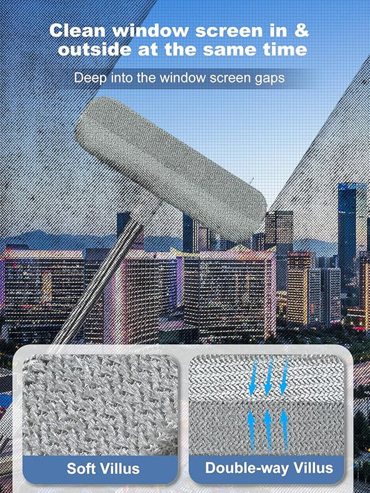 IMHO Cleaning Brush for Window Screen, Screen Cleaner Tool, 2 in 1 Mesh Screen Cleaning Brush, Small Brush for Patio, Door, Porch Screens, White &Grey Brush Cleaners for Screen