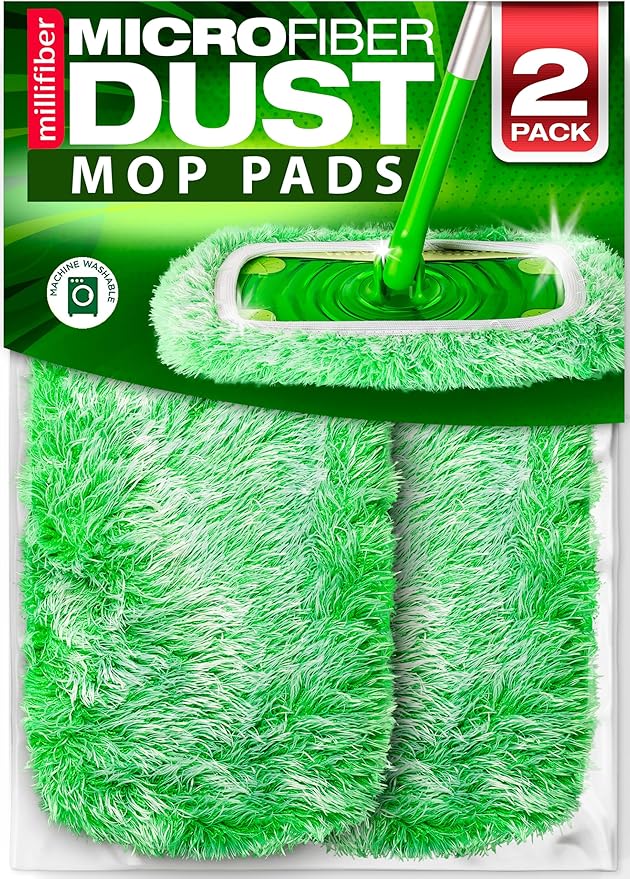 Heavy Duty Duster Refills for Swiffer Sweeper Mop (2 Pack) - Reusable Dry Sweeping Pads (Mop is Not Included)