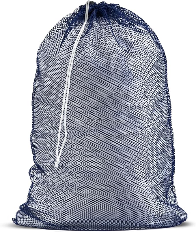 Handy Laundry Mesh XL Laundry Bag - Durable, Machine Washable with Secure Drawstring Closure - Perfect for College Dorms, Laundromats, Apartments (Navy, Large 24" x 36")