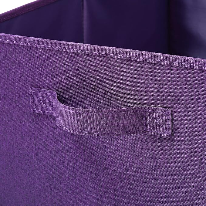 HOONEX Storage Bins with Lids for Organizing, Pack of 2, Storage Boxes with 2 Carry Handles and Sturdy Heavy Cardboard, 16.5" L x 11.8" W x 7.5" H for Shoes, Books, Clothes, Nursery, Dark Purple