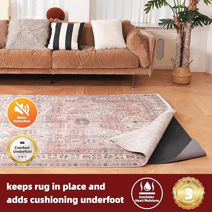 BAGAIL Felt and Natural Rubber Backing Rug Pads 1/4” Thick, 2 x 4 Ft Non Slip Carpet Gripper Keep Rugs in Place, Under Area Rug Protective Cushioned Pads, Carpet Runners, Hardwood Floors Protection