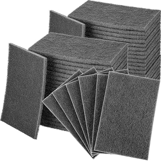 50 Pcs 7447 Fine General Purpose Scuff Pads 6 X 9 Inch Abrasive Hand Sanding Non-Woven Aluminum Oxide Abrasive Pads Set for Surface Preparation Scuffing Scouring Blending Cleaning (Gray)