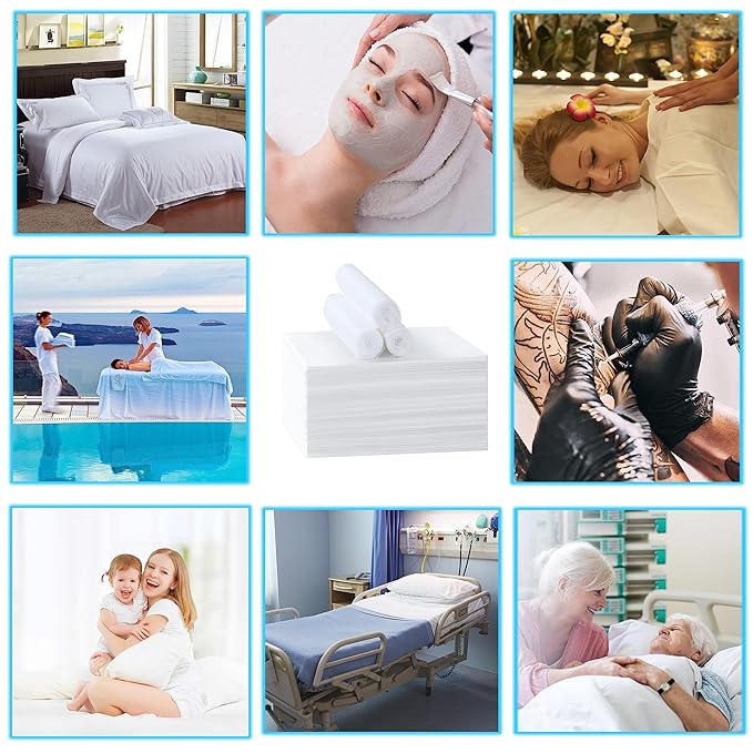Disposable Bed Sheets for Massage Table 100 Pcs 31" x 71" Waterproof Massage Table Sheets Soft Non Woven Fabric SPA Massage Table Bed Cover Breathable for Beauty Tattoos Waxing Travel (White)