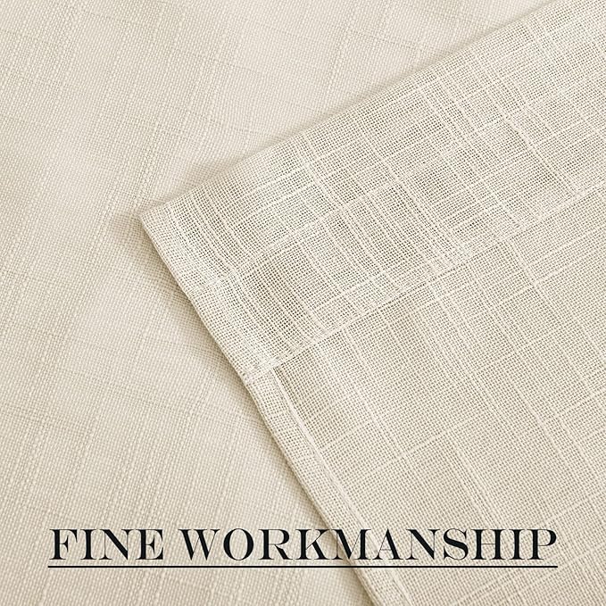 NICETOWN Privacy Door Curtain - Linen Textured French Front Door Curtain Semi Sheer Panel Tieback for Kitchen (52 inches W x 72 inches L, Beige, 1 Panel)