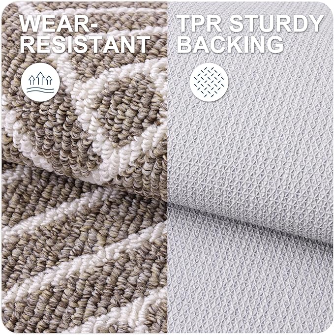 OLANLY Indoor Door Mat, 32x20 Inch, Dirt Resistant and Absorbent, Non-Slip Rubber Backing Floor Mats, Easy Clean Low-Profile Doormat for Entryway, Front Door, and Inside Entrance, Khaki