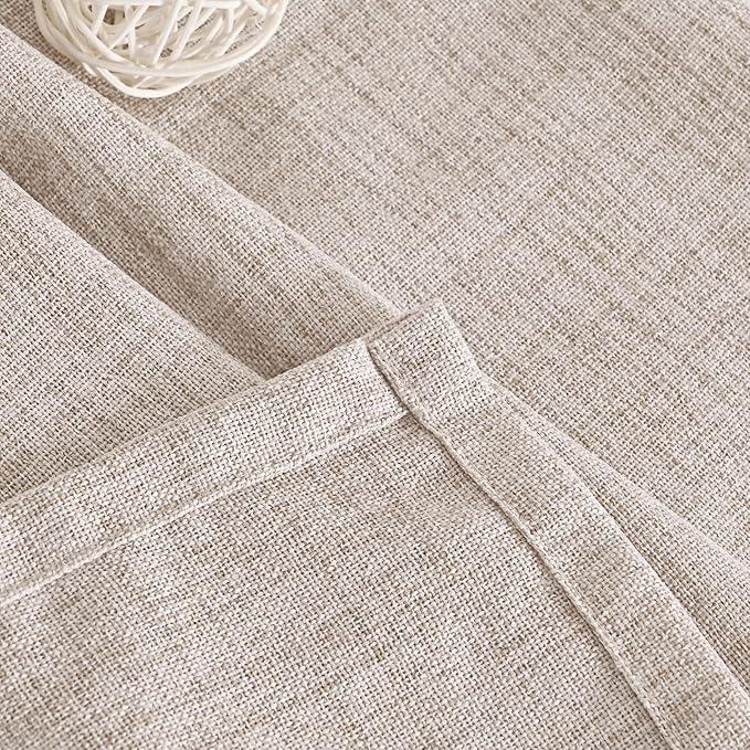 YoungsTex Natural Linen Back Tab Curtains 84 Inch Length 2 Panels - Light Filtering Drapes Rustic Semi Sheer Window Treatments for Living Room Bedroom, 40 X 84 Inch