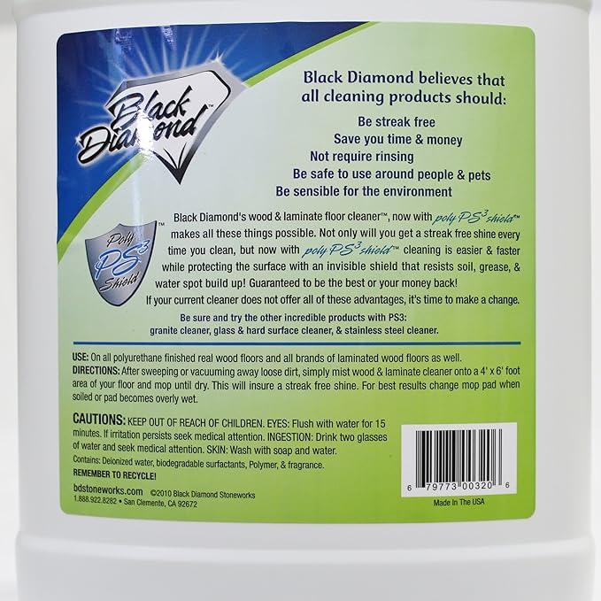 Black Diamond Stoneworks Wood & Laminate Floor Cleaner- Ready to Use Non-Toxic No-Rinse Formula - Safe for Vinyl, Wood, and Engineered Floors (512 Fl Oz)