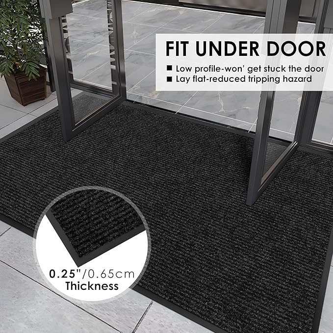 2′ x 51′ Front Door Mat Indoor Outdoor Entrance, Commercial Floor Mat Heavy Duty Dirt Trapper Entryway Doormat, Custom Size Non Slip Rubber Backing Welcome mat, Door Mat for High Traffic Area