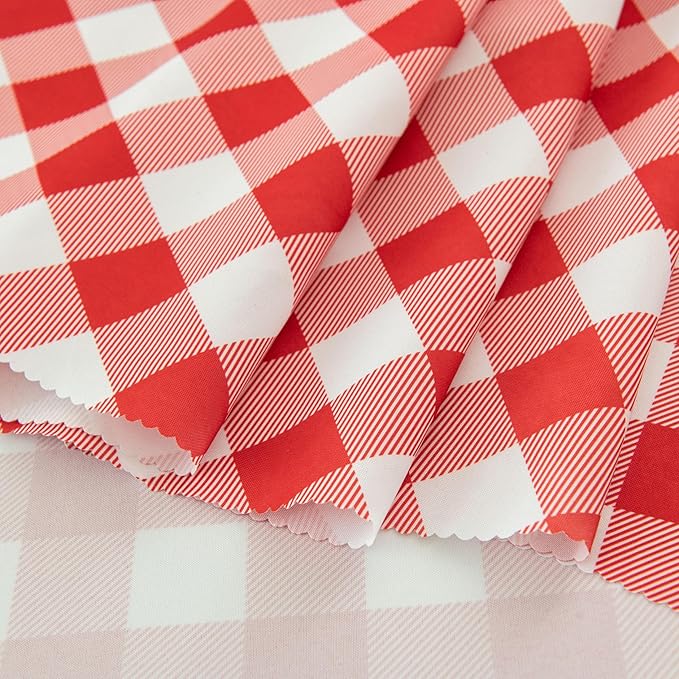 Waterproof Plaid Tablecloth Fabric - Round 70 Inch Classic Gingham Checker Table Cloth for Indoor/Outdoor Use - Buffalo Table Cover for Picnics, BBQs, and Parties