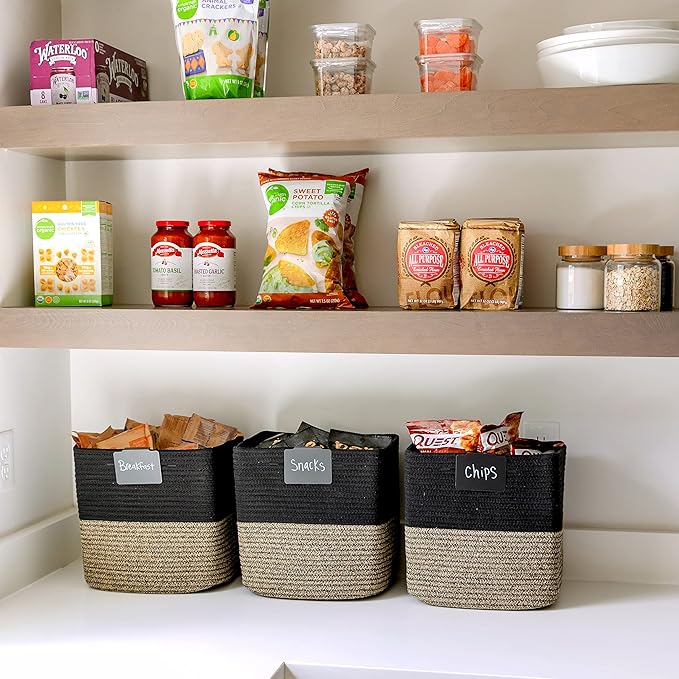 NaturalCozy Storage Cubes 11 Inch Cotton Rope Woven Baskets for Organizing, 3-Pack | Cube Storage Bin | Square Storage Baskets for Shelves Organizer, Classroom, Kids Toy Bins, Closet, Baby Nursery
