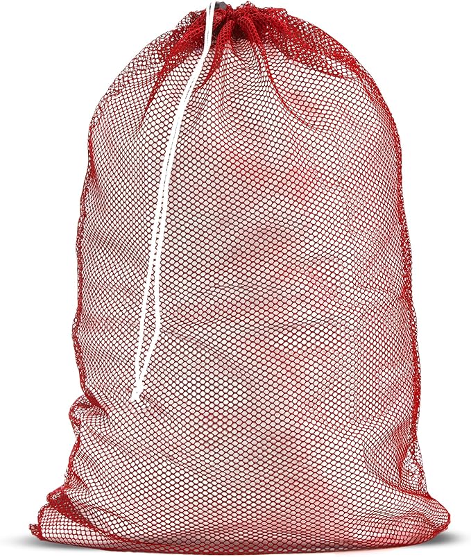 Handy Laundry Mesh XL Laundry Bag - Durable, Machine Washable with Secure Drawstring Closure - Perfect for College Dorms, Laundromats, Apartments (Red, Large 24" x 36")