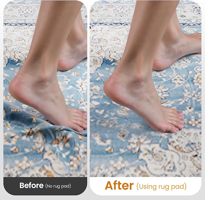 Non-Slip Rug Pad Gripper 4x6 Feet, Anti Skid Mat for Under Area Rugs, Keeps Rugs in Position and Safe, Thick Cushioned Carpet Pad for Hardwood Floors Protection