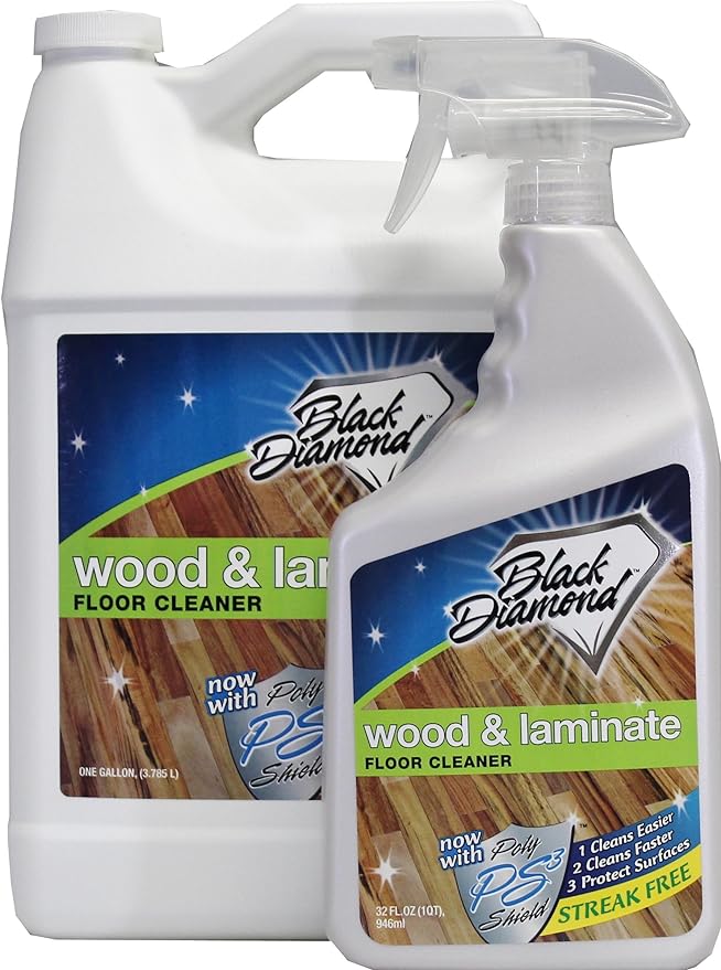 Black Diamond Stoneworks Wood & Laminate Floor Cleaner- Ready to Use Non-Toxic No-Rinse Formula - Safe for Vinyl, Wood, and Engineered Floors (160 FL Oz)