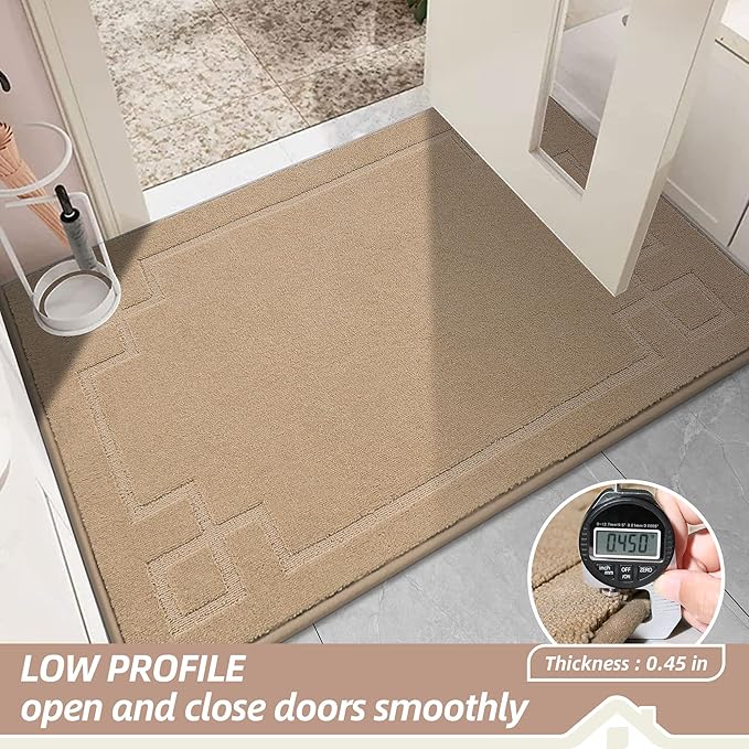 BEQHAUSE Door Mat 24" x 36", Non-Slip Door Mats Indoor Entryway Rugs Washable Low-Profile Absorbent and Stain Resist Floor Mats, Dog Door Mat for Front Back Door, Muddy Wet Shoes & Paws, Beige