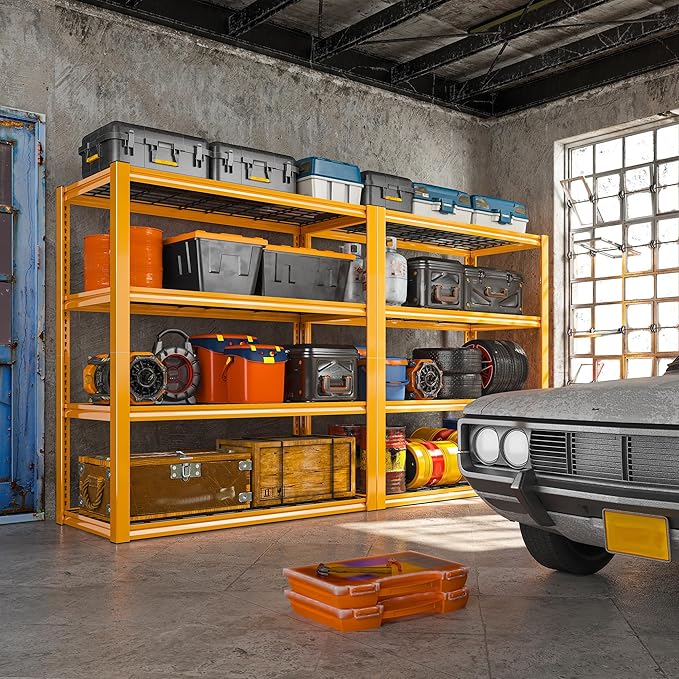 REIBII 40" W Garage Shelving 2240 LBS Storage Shelves Heavy Duty Metal Shelving 4 Tier Metal Shelves for Storage Adjustable Garage Shelf for Kitchen Pantry Warehouse Basement 40"W × 19.5"D × 59.5"H