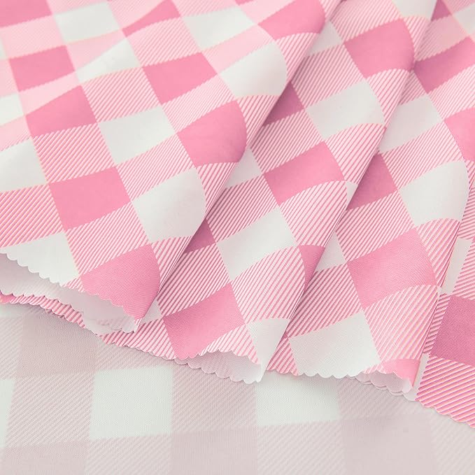Waterproof Plaid Tablecloth Fabric - Round 25 Inch Classic Gingham Checker Table Cloth for Indoor/Outdoor Use - Buffalo Table Cover for Picnics, BBQs, and Parties