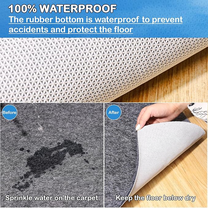 Non-Slip Rug Pads 4 x4 ft, 100% Waterproof Rugs Non Skid Rug Pad for All Floors and Finishes Durable Hardwood Floor Protective Felt Keeps Rugs in Place, Safe and Secure