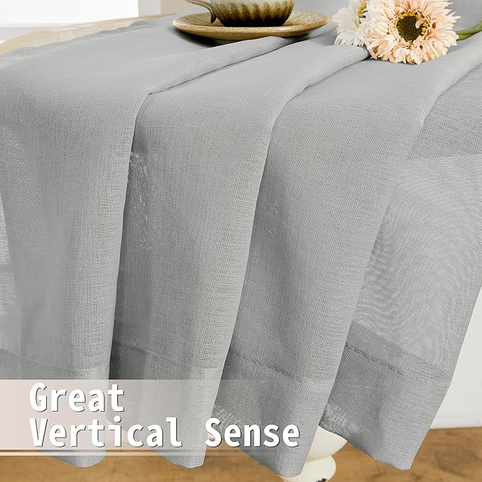 Tollpiz Sheer Curtains Closet Linen Textured Curtain Sheers Doorway Light Filtering Voile Patio Glass Door Rod Pocket Curtains French Door, 54 x 80 inches Long, Silver Grey, Set of 1 Panel