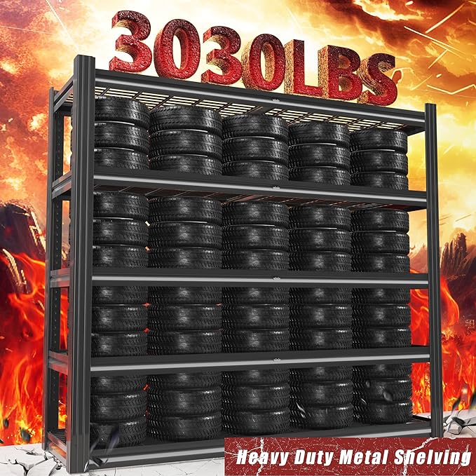 48" W Metal Garage Shelving 5 Tier Storage Shelves Heavy Duty 3030LBS Adjustable Shelf Unit Garage Shelving for Warehouse, Industrial, Basement, 72" H x 48" W x 24" D