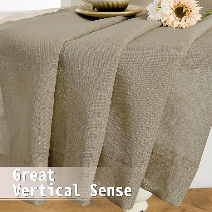 Tollpiz Short Sheer Door Curtain Closet Linen Textured Curtain Sheers Doorway Light Filtering Voile Patio Glass Door Rod Pocket Curtains French Door, 54 x 54 inches Long, Taos Taupe, Set of 1 Panel