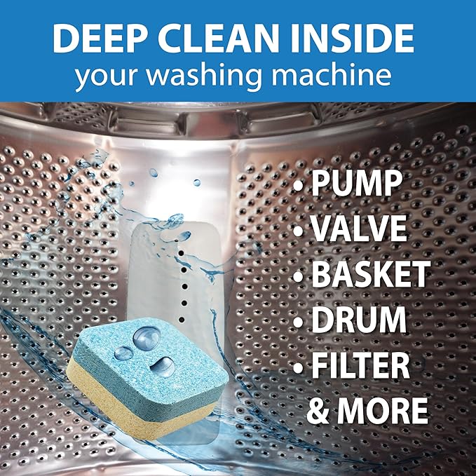 SANI 360° Washing Machine Cleaning tablets, 12 pack is Formulated with Enzyme, Deep Cleans and Deodorizes Front and Top Loading Washers use up to 1 year supply Lemon Scent