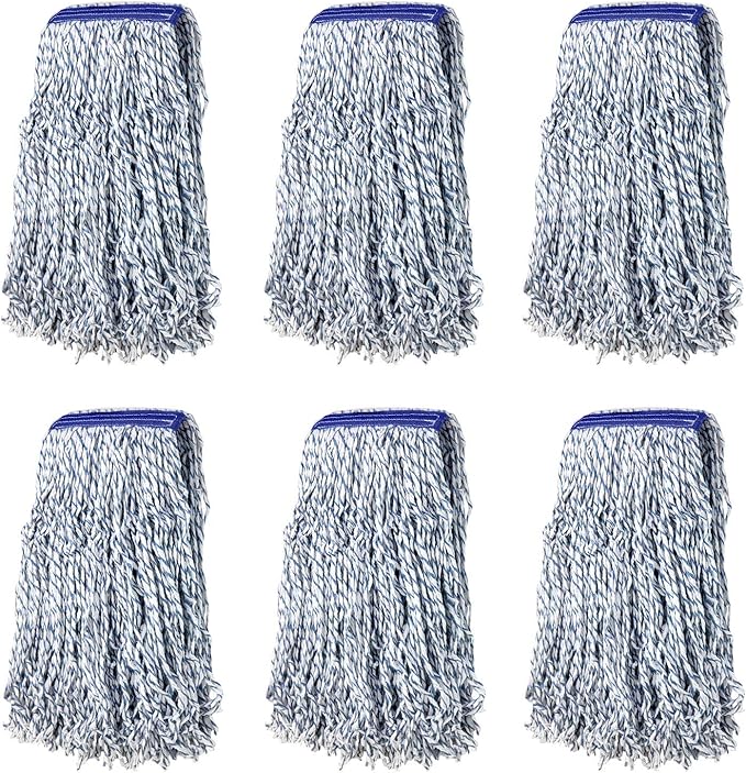 KLEEN HANDLER Cut End Finish Mop | 1.25" Universal Headband Maximum Absorption Finishing Mop, Pack of 6