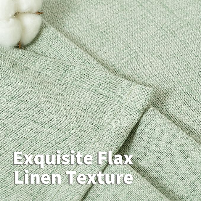 YoungsTex Sage Green Linen Curtains 78 Inches Long for Living Room, Semi Sheer Window Drapes Light Filtering with Rod Pocket Back Tab for Office Bedroom, 2 Panels, 52 X 78 Inch