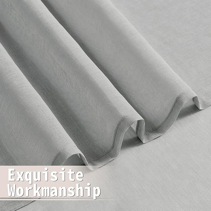 Tollpiz Sheer Door Curtains Closet Linen Textured Curtain Sheers Doorway Light Filtering Voile French Door Rod Pocket Curtains Patio Glass Door, 54 x 63 inches Long, Silver Grey, Set of 1 Panel