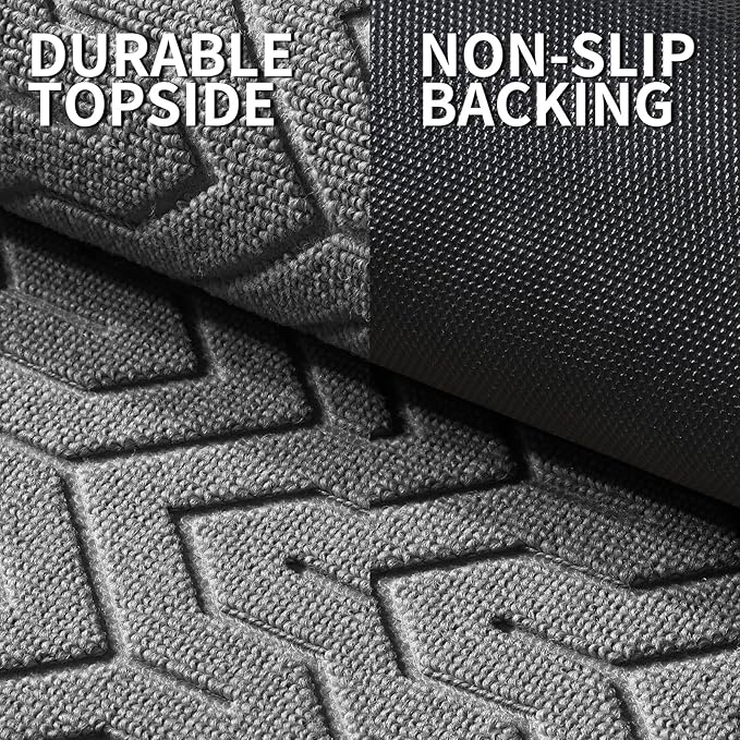 Yimobra Front Door Mat Outside Entrance 29.5x17, Waterproof Heavy Duty Outdoor Mats for Front Door, Non Slip Rubber Entry Mat for Garage Patio, Grey