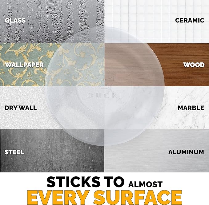 Ducki Door Stop Wall Protector | Self Adhesive Door Knob Wall Protectors from Door Knobs | Rubber Door Stoppers for Wall Damage & Noise | Durable, Shock Absorbent & Discreet | 4 Pack Clear Door Stops