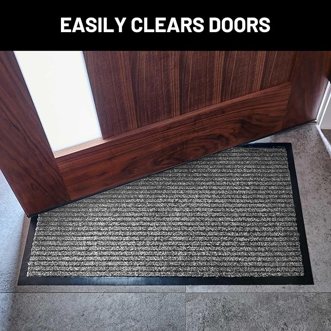 Sierra Concepts Front Door Mat Welcome Mats 2-Pack - Indoor Outdoor Entryway Mats for Shoe Scraper, Ideal for Inside Outside Home High Traffic Area, Battleship Gray 30 Inch x 17 Inch