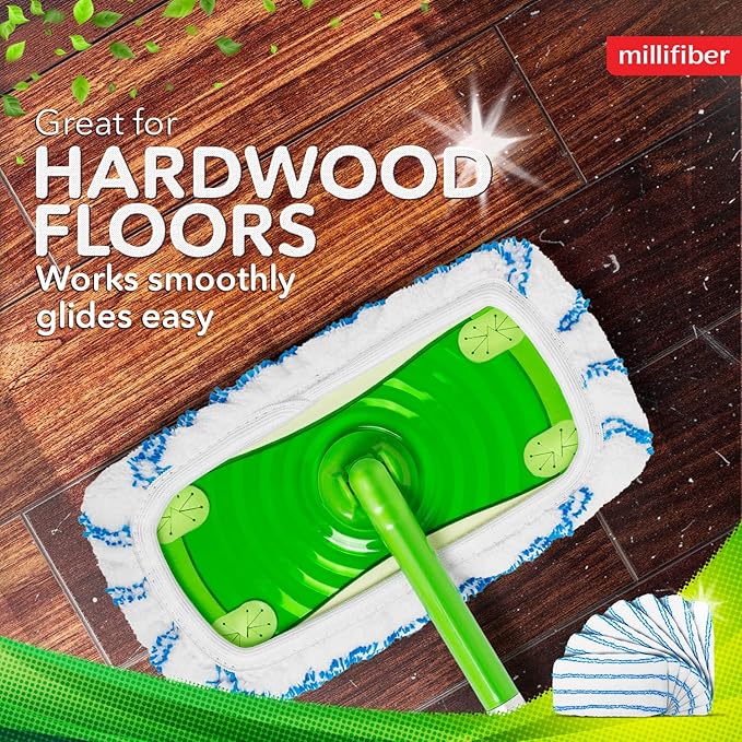 Microfiber Reusable Mop Pads Compatible with Swiffer Sweeper (2-Pack) Washable Mop Pads for Wet & Dry Use (Handle is Not Included)