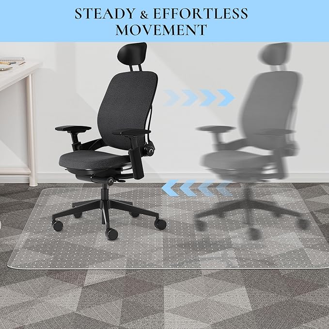 Office Chair Mat for Low Pile Carpet, 30" x 48" Transparent Office Desk Chair Mat for Carpeted Floors, Studded Carpet Floors Protector Mat for Home & Offices