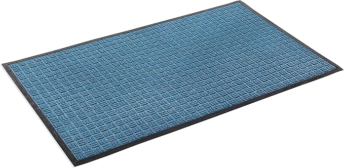 Kempf Water Retainer Entrance Mat, Indoor Outdoor Rubber Rug, Moisture Trapping, Absorbent Mat, 18 by 30-Inch, Blue