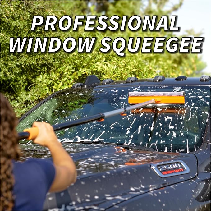 5-30 ft Window Washer Squeegee Kit with Extension Pole (36+ Foot Reach) // Long Handle Squeegee for Window Cleaning & Car Cleaning Multi-Use//Telescopic Professional Window Cleaning Squeegee for Home