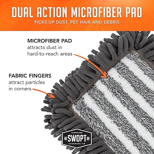 SWOPT 18” Microfiber Dust Mop Head with Refill – Microfiber Mop Head for Use on Wood, Laminate and Tile Floors, Lint Free Cleaning – 5102C6