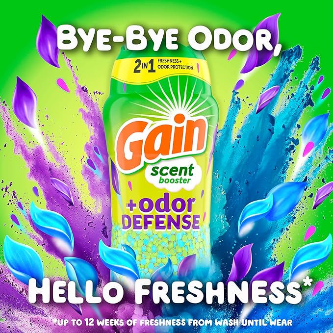 Gain Odor Defense In-wash Scent Booster, Super Fresh Blast scent, 21.1 OZ, 2 in 1 Freshness plus Odor Protection, laundry scent beads