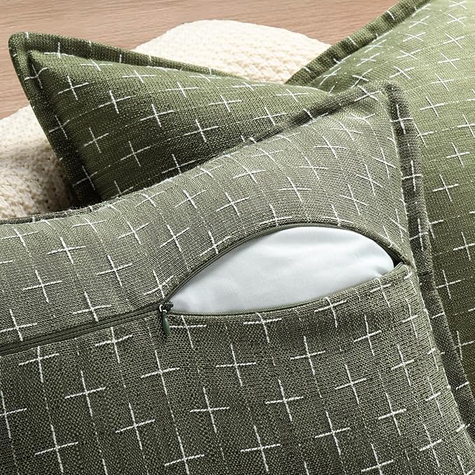 ZWJD Pillow Covers 20x20 Set of 2 Soft Polyester Textured Pillow Covers with Stylish Flange Edge Cozy Farmhouse Throw Pillows for Couch Bed Sofa Living Room