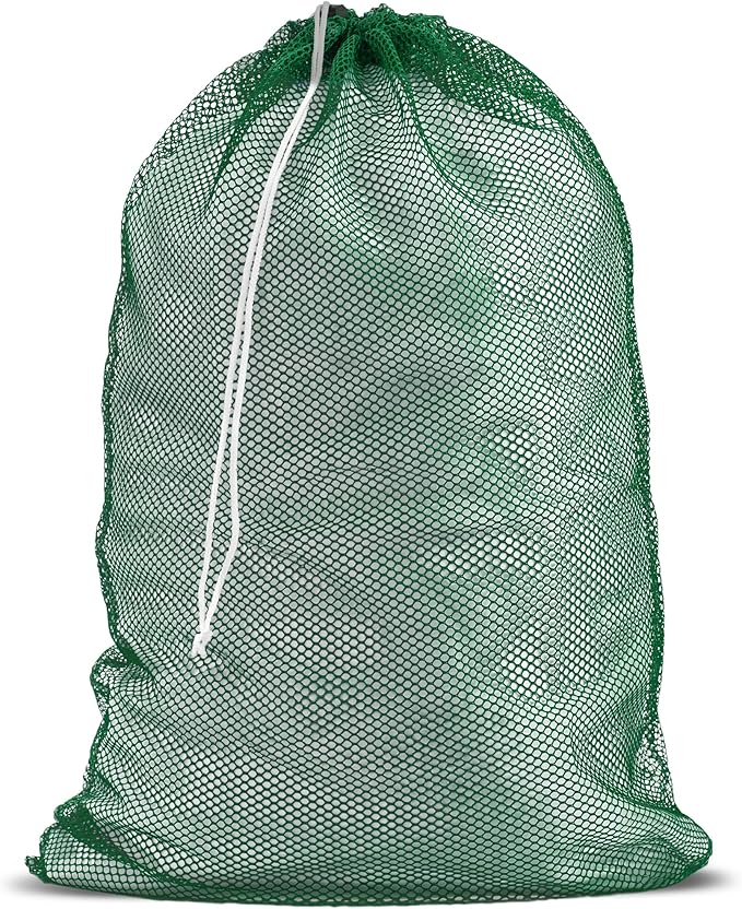 Handy Laundry Mesh XL Laundry Bags - Durable, Machine Washable with Secure Drawstring Closure - Perfect for College Dorms, Laundromats, Apartments (Green, Large 24" x 36")