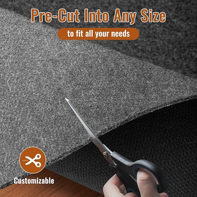 Felt Rug Pad, 10 x 14 Ft Rubber Non-Slip Rug Pad Gripper, Keep Rugs Secure and in Place, Extra Strong Under Carpet Mat Cushion - for All Floors