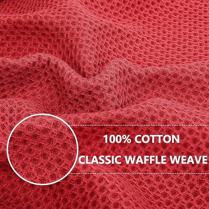 Homaxy 100% Cotton Waffle Weave Kitchen Dish Cloths, Ultra Soft Absorbent Quick Drying Dish Towels, 12 x 12 Inches, 8-Pack, Brick Red