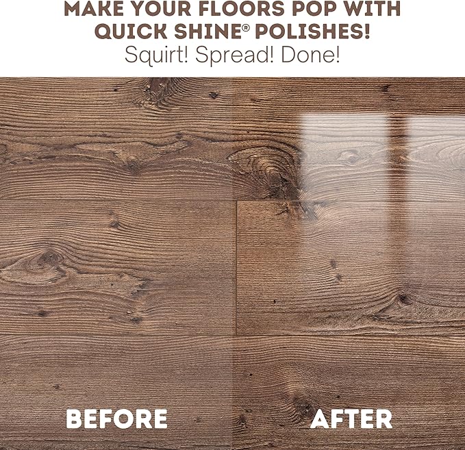 Quick Shine Ultimate Gold Clean + Polish Mop Kit | All-in-One 10 Pc Kit w/Interchangeable Attachments | Floor Polish Included | No Batteries Needed | Pro Cleaning for Hardwood Floors | 2-in-1 Mop