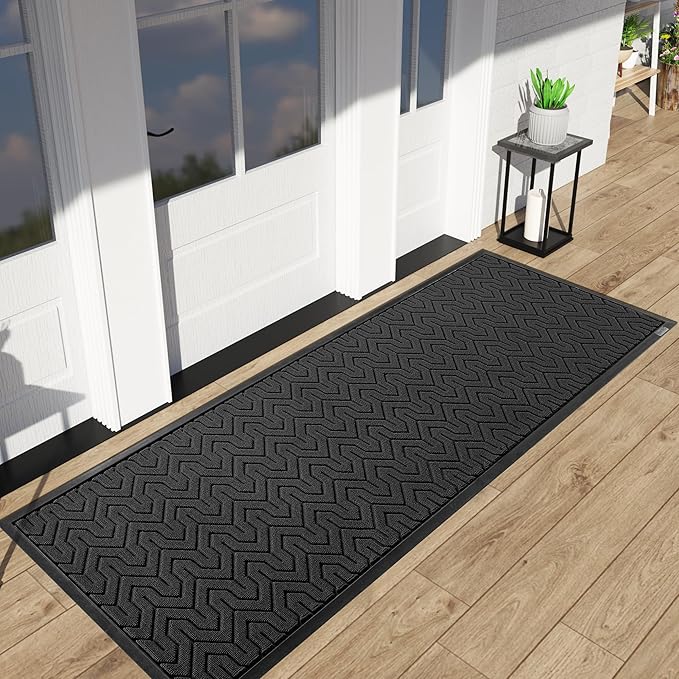 Yimobra 72x24 Indoor Outdoor Runner Rug, Heavy-Duty Waterproof Entrance Mat for High Traffic Areas, Commercial Grade Welcome Door Mat, Easy Clean, Black