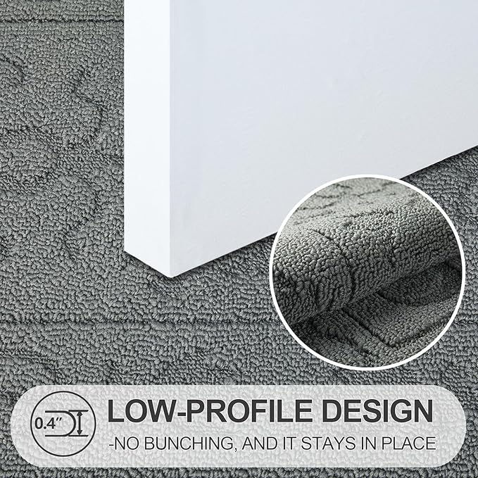 FONEYI Indoor Door Mat 32" x 48", Dirt Trapper Door Mats Non-Slip Entryway Rugs Washable, Absorbent Resist Dirt Welcome Mat, Low Profile Inside Floor Mats for Front Back Door and Entryway, Light Grey
