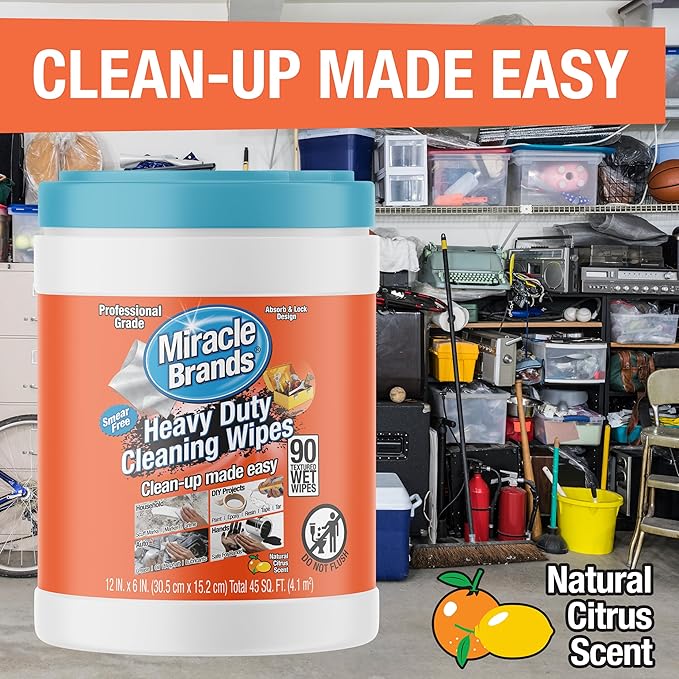 MiracleWipes for Heavy Duty Cleaning (90 Count) - All Purpose Cleaner, Kitchens, Bathrooms, Countertops, Hands, Indoors, Outdoors - Removes Grease, Grime, Crayon, Dirt & More