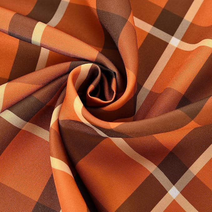 Waterproof Gingham Festive Tablecloth Fabric - Oblong 52x70 Inch Classic Buffalo Tartan Autumn Table Cloth for Outdoor Use - Give Thanks Tabletop Cover Perfect for Halloween, BBQs, Parties