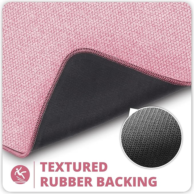 Bathroom Rugs Set 2 Pieces,Thin Bathroom Mats,Toilet Rugs,Quick Dry,Non-Slip,Machine Washable,Low Pile,Absorbent Bath Mats,Shower,Sink,Home Decor Accessories.Pink,1'5"x2'3"+1'8"x2" U Shape