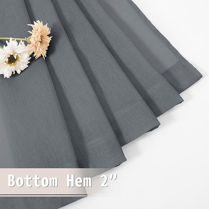 Tollpiz Sheer Door Curtains Closet Linen Textured Curtains Sheer Doorway Light Filtering Voile Rod French Door Pocket Curtain Patio Glass Door, 25 x 72 inches Long, Dark Grey, Set of 1 Panel